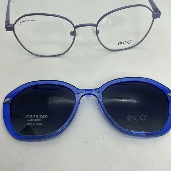 ECO Chia Eyeglasses Frames RXable & Magnet Sunglasses Lavender 50-18-140 MWT
